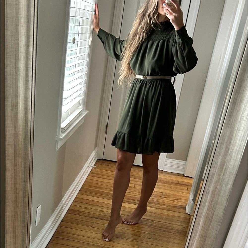 Fracomina Slate Green Tiered Dress, size XS